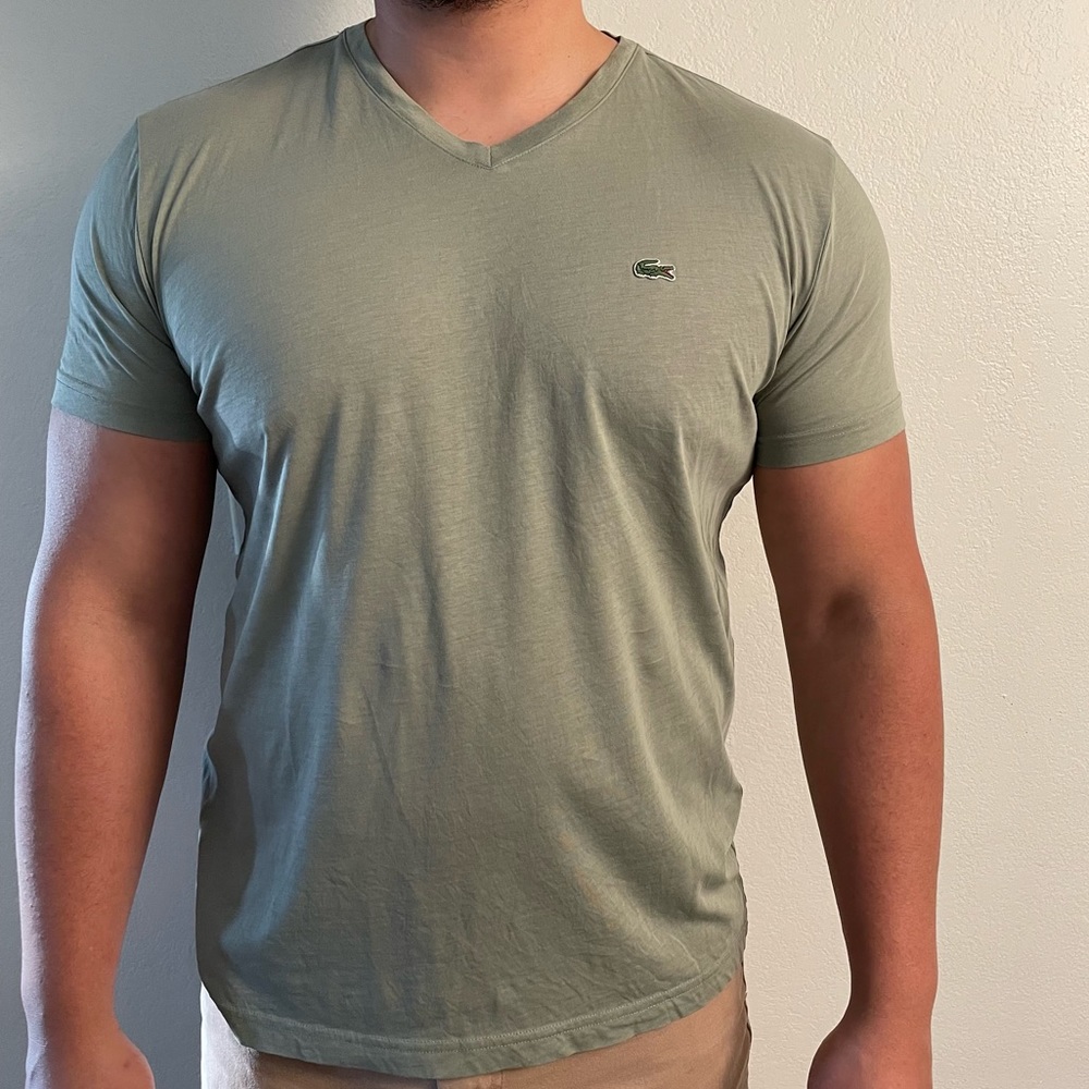 Lacoste - Pima Cotton Short-Sleeve V-Neck Tee - Picture 2 of 8